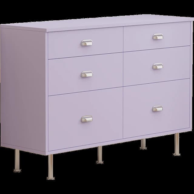 Lavender six-drawer chest